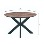 Ravenna 47  Modern Round Wood Dining Table With X-Cross Geometric Metal Base for Dining Room & Kitchen