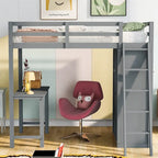 Merax Loft Bed with Wardrobe and Desk and Shelves