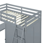 Merax Loft Bed with Wardrobe and Desk and Shelves