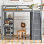 Merax Loft Bed with Wardrobe and Desk and Shelves