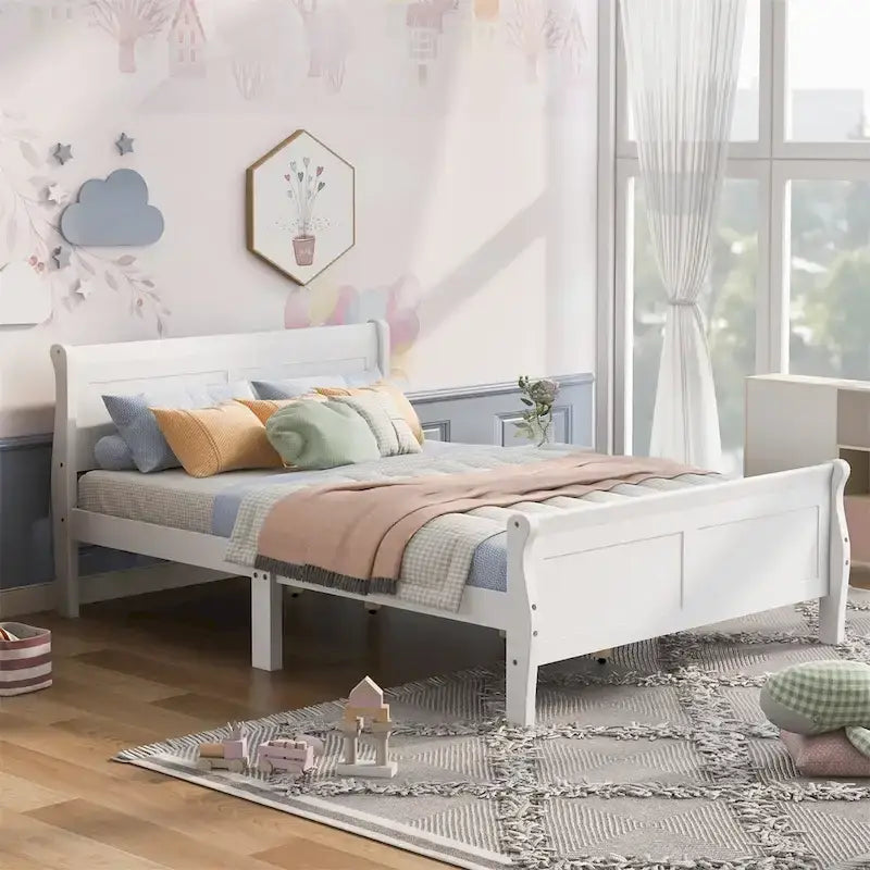 Harper & Bright Designs Wood Twin Sleigh Bed with Headboard and Footboard
