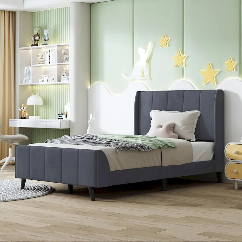 Upholstered Platform Bed, Velvet