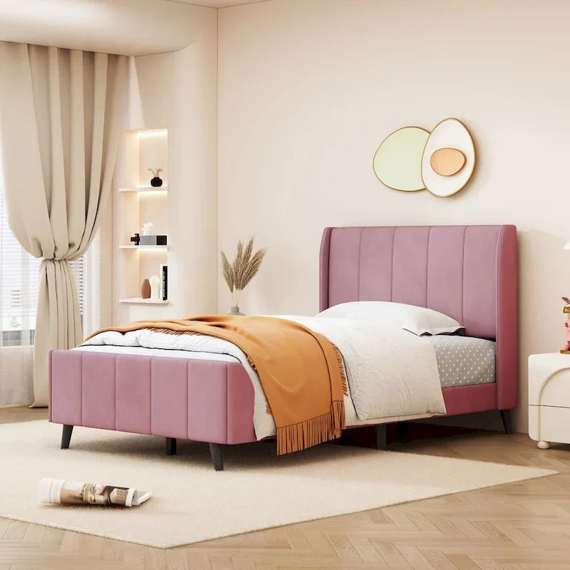 Upholstered Platform Bed, Velvet