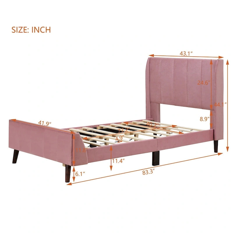Upholstered Platform Bed, Velvet