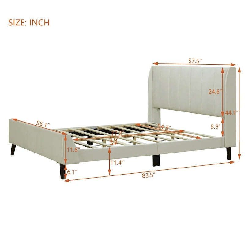 Upholstered Platform Bed, Velvet