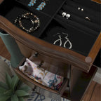 Serena Mirrored Walnut Standing Jewelry Armoire