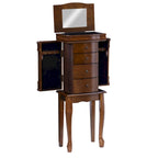 Serena Mirrored Walnut Standing Jewelry Armoire