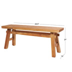 Reclaimed Wood Handmade Distressed Bench with High Trestle Legs - Brown - Roche River Decor - 14Wx47Lx19H