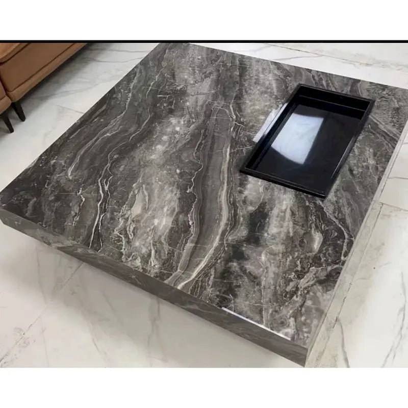 JASIWAY Light Luxury Sintered Stone Square Coffee Table