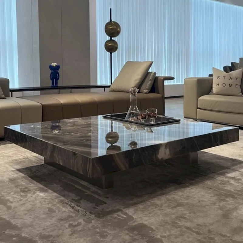JASIWAY Light Luxury Sintered Stone Square Coffee Table