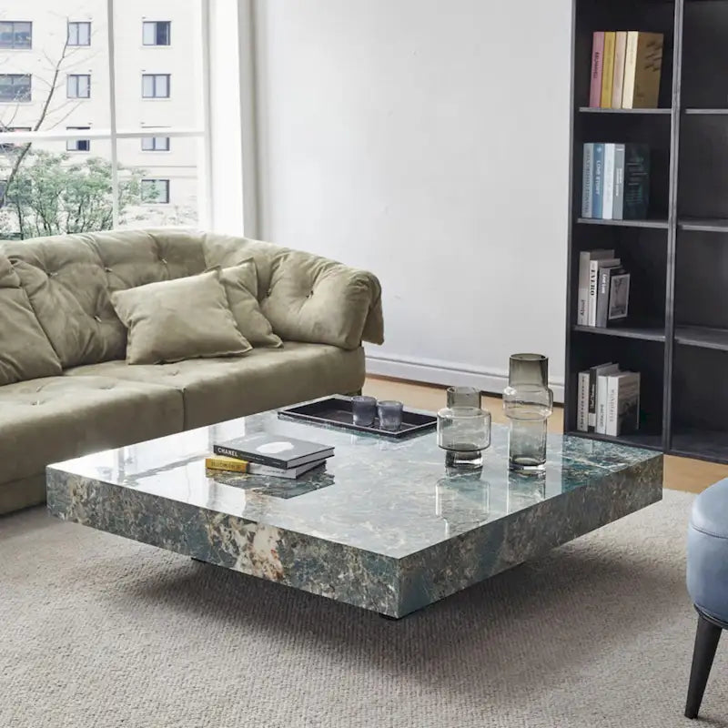 JASIWAY Light Luxury Sintered Stone Square Coffee Table