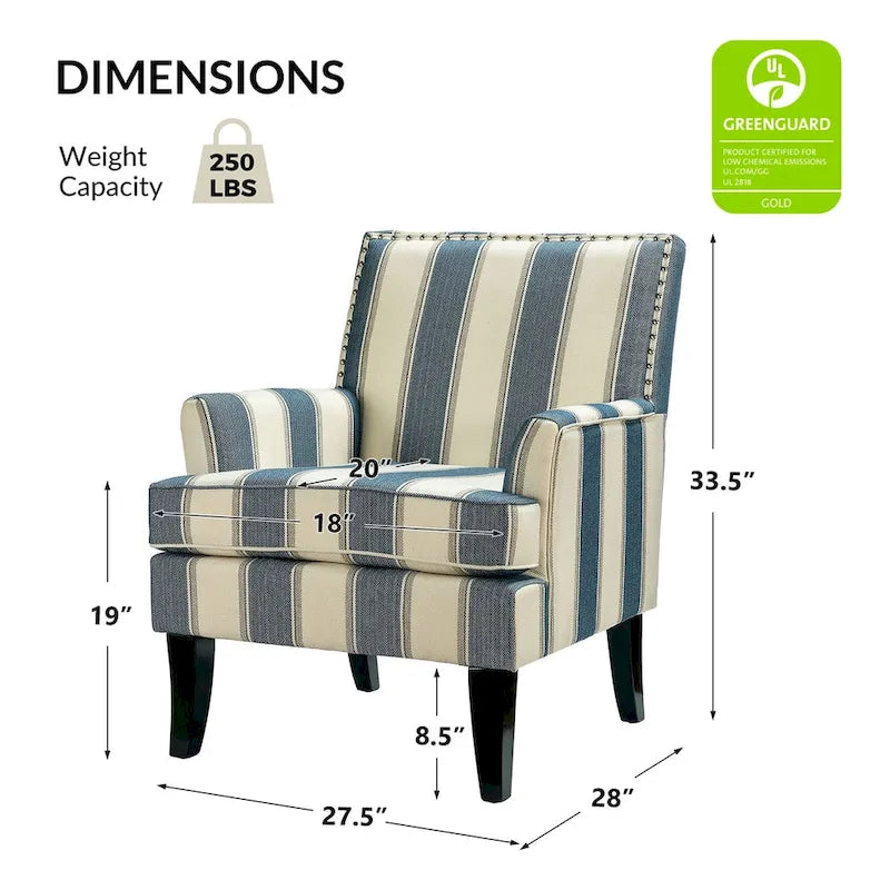 Akorda French Country Armchair with Nailhead Trim and Solid Wood Legs by HULALA HOME