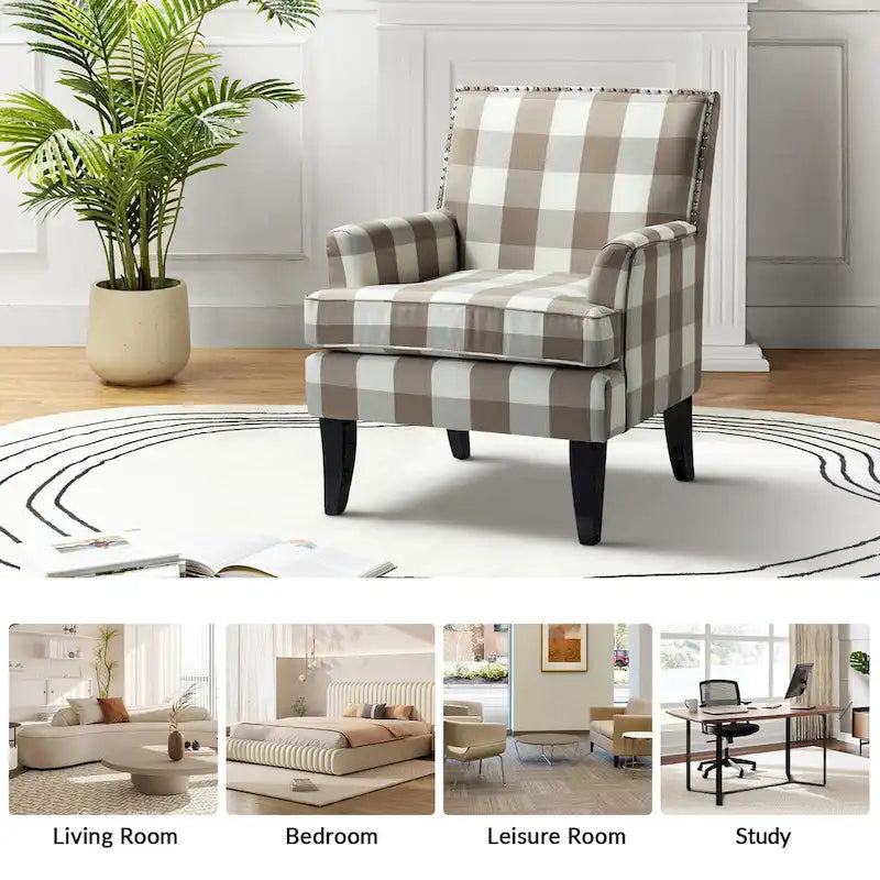 Akorda French Country Armchair with Nailhead Trim and Solid Wood Legs by HULALA HOME