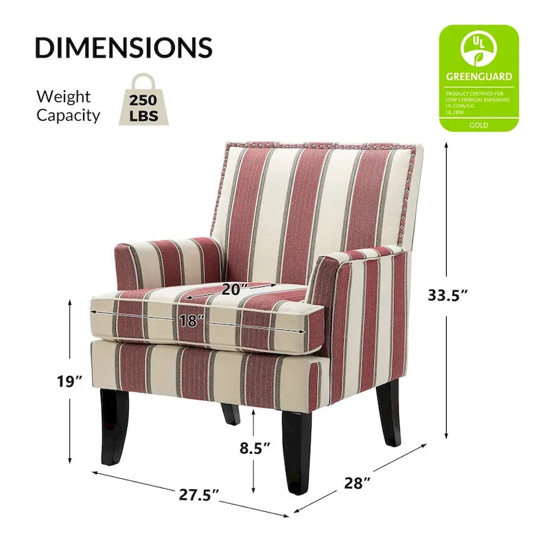 Akorda French Country Armchair with Nailhead Trim and Solid Wood Legs by HULALA HOME