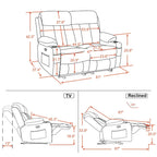 MCombo Electric Power Reclining Sofa with Heat & Massage, Faux Leather 6095/6075/6077