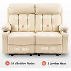 MCombo Electric Power Reclining Sofa with Heat & Massage, Faux Leather 6095/6075/6077