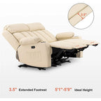 MCombo Electric Power Reclining Sofa with Heat & Massage, Faux Leather 6095/6075/6077