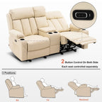 MCombo Electric Power Reclining Sofa with Heat & Massage, Faux Leather 6095/6075/6077