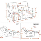 MCombo Electric Power Reclining Sofa with Heat & Massage, Faux Leather 6095/6075/6077