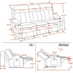 MCombo Electric Power Reclining Sofa with Heat & Massage, Faux Leather 6095/6075/6077