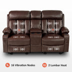 MCombo Electric Power Reclining Sofa with Heat & Massage, Faux Leather 6095/6075/6077