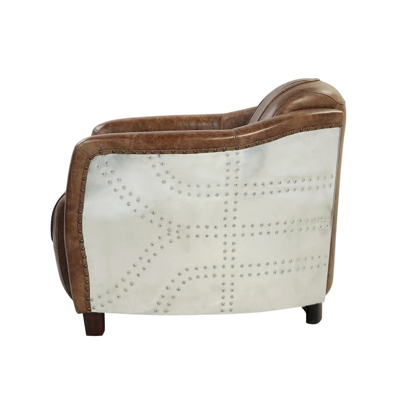 Acme Furniture Brancaster Top Grain Leather Retro Brown Arm Chair