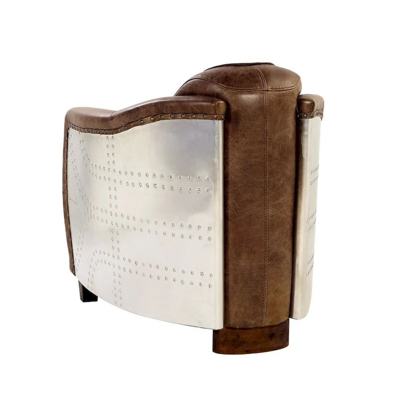 Acme Furniture Brancaster Top Grain Leather Retro Brown Arm Chair