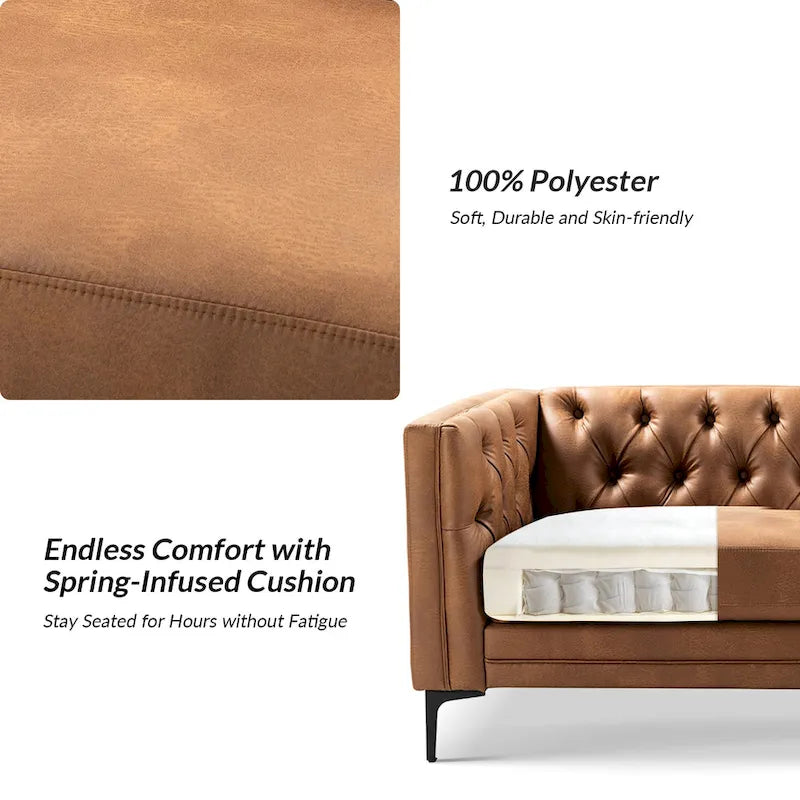 Calymne 84 Classic Square Arms Sofa with Button-Tufted Back by HULALA HOME