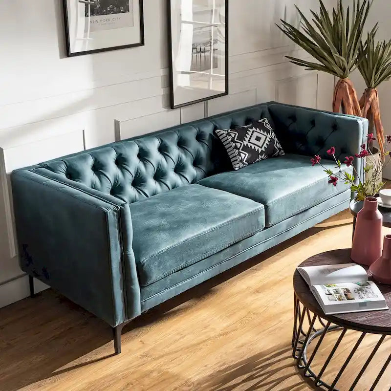 Calymne 84 Classic Square Arms Sofa with Button-Tufted Back by HULALA HOME