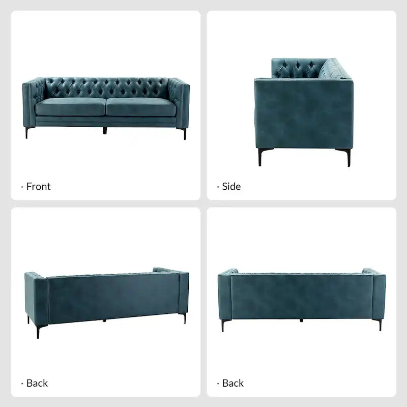 Calymne 84 Classic Square Arms Sofa with Button-Tufted Back by HULALA HOME