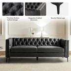Calymne 84 Classic Square Arms Sofa with Button-Tufted Back by HULALA HOME