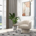 SEYNAR Modern Glam Velvet Upholstered Round Swivel Accent Arm Barrel Chair for Living Room