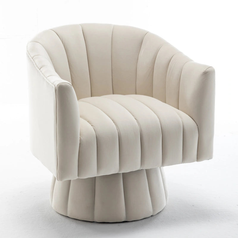 SEYNAR Modern Glam Velvet Upholstered Round Swivel Accent Arm Barrel Chair for Living Room