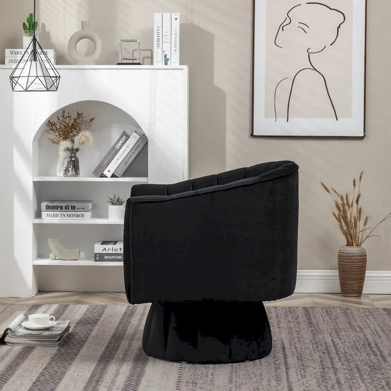 SEYNAR Modern Glam Velvet Upholstered Round Swivel Accent Arm Barrel Chair for Living Room