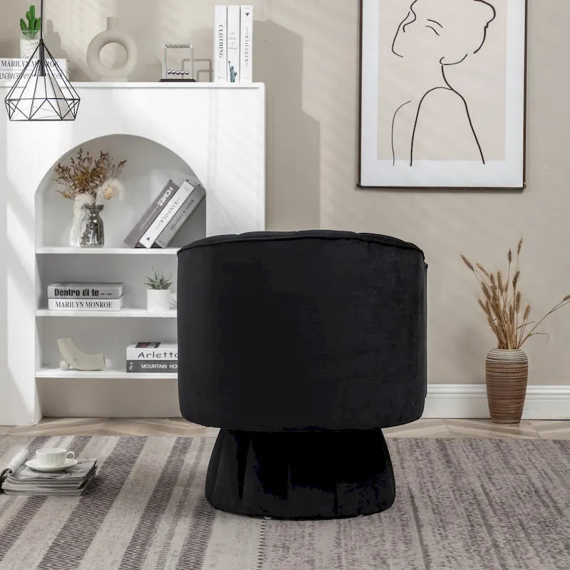 SEYNAR Modern Glam Velvet Upholstered Round Swivel Accent Arm Barrel Chair for Living Room