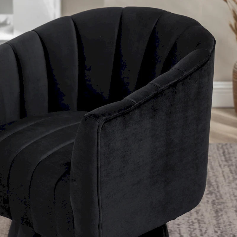 SEYNAR Modern Glam Velvet Upholstered Round Swivel Accent Arm Barrel Chair for Living Room