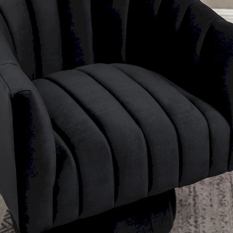 SEYNAR Modern Glam Velvet Upholstered Round Swivel Accent Arm Barrel Chair for Living Room