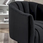 SEYNAR Modern Glam Velvet Upholstered Round Swivel Accent Arm Barrel Chair for Living Room
