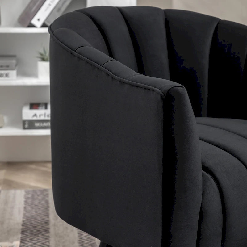 SEYNAR Modern Glam Velvet Upholstered Round Swivel Accent Arm Barrel Chair for Living Room
