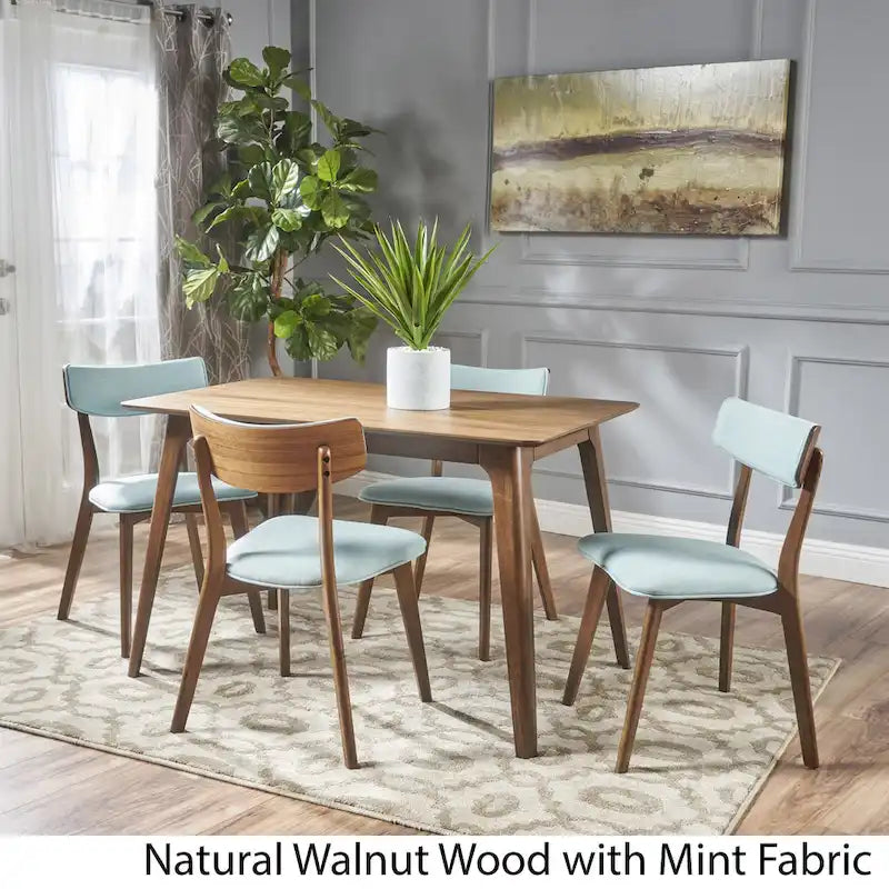 Megann Mid-Century 5-piece Wood Rectangle Dining Set by Christopher Knight Home