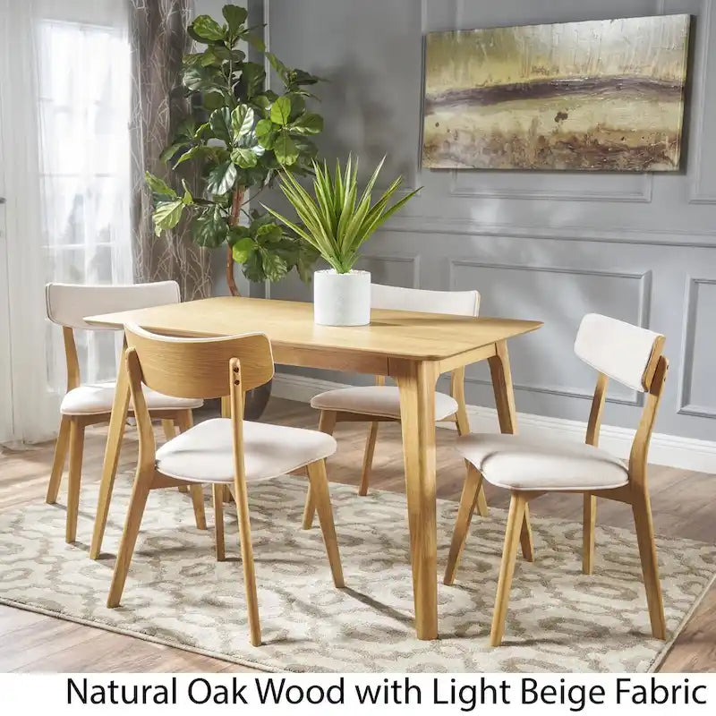 Megann Mid-Century 5-piece Wood Rectangle Dining Set by Christopher Knight Home