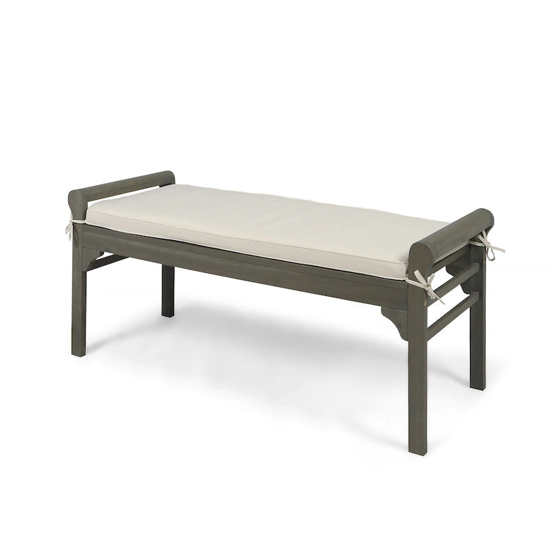Nelson Rustic Acacia Wood Bench with Cushion by Christopher Knight Home