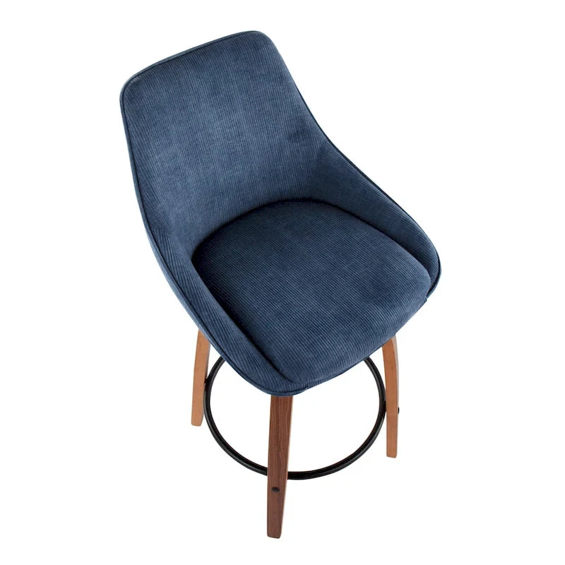 Carson Carrington Alba Corduroy Counter Stool with Black Round Footrest (Set of 2)