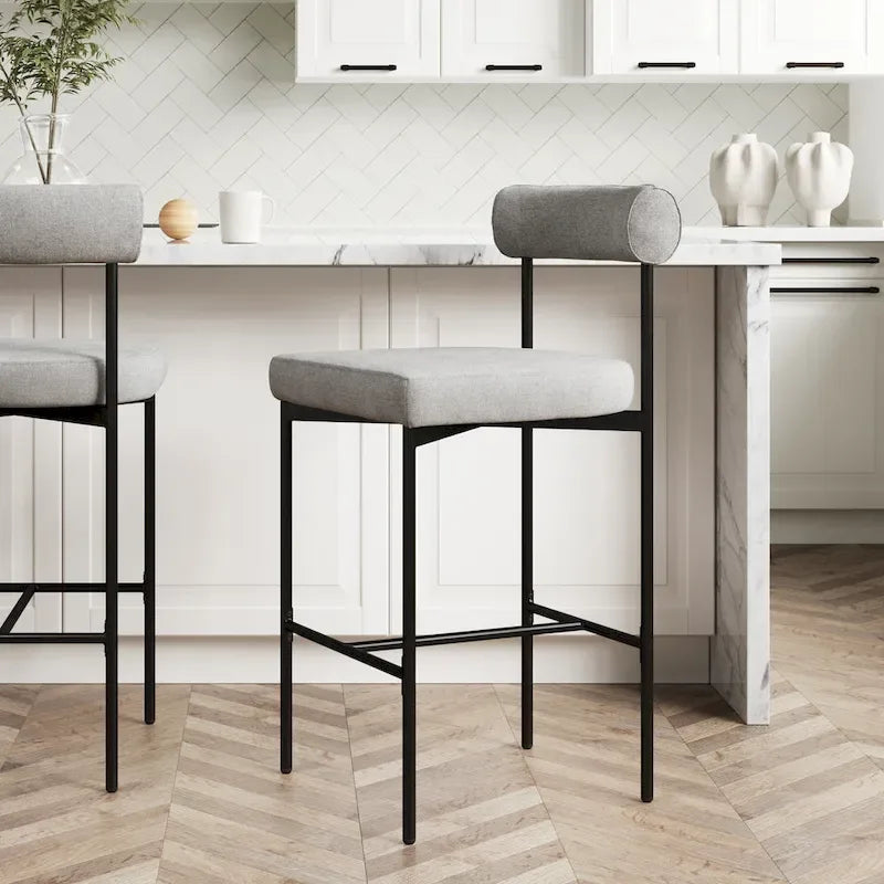 Nathan James Dahlia Counter Height Barstool or Dining Chair with Back and Upholstered Cushion
