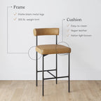Nathan James Dahlia Counter Height Barstool or Dining Chair with Back and Upholstered Cushion