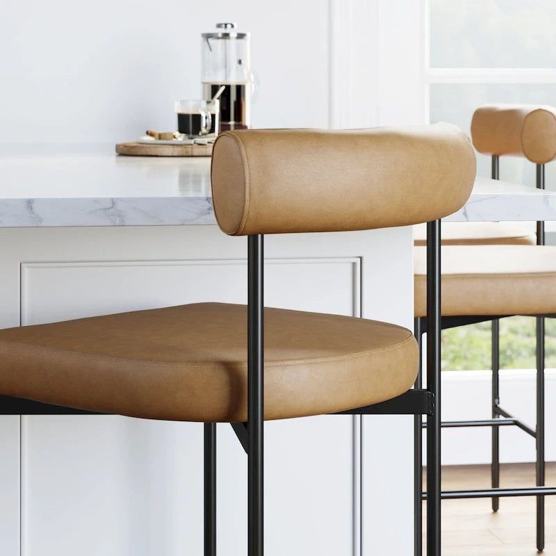 Nathan James Dahlia Counter Height Barstool or Dining Chair with Back and Upholstered Cushion