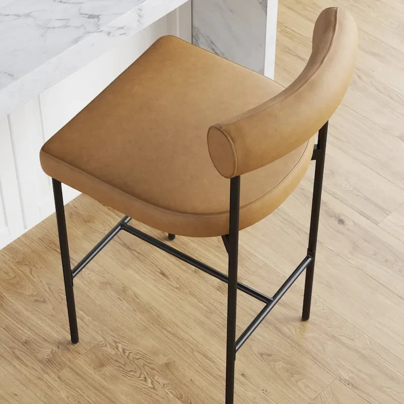 Nathan James Dahlia Counter Height Barstool or Dining Chair with Back and Upholstered Cushion