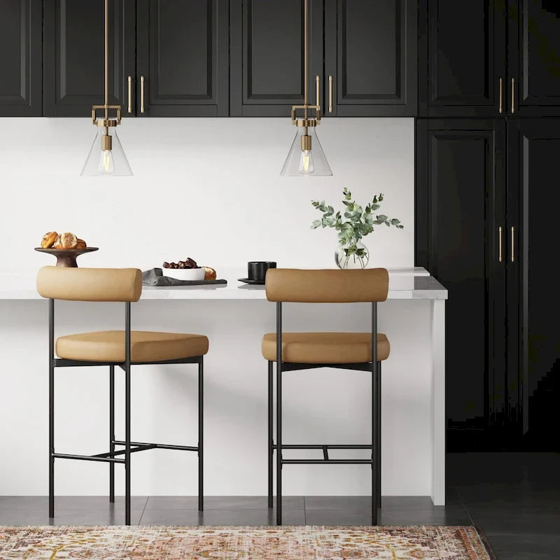 Nathan James Dahlia Counter Height Barstool or Dining Chair with Back and Upholstered Cushion