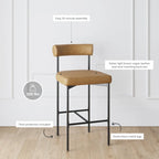 Nathan James Dahlia Counter Height Barstool or Dining Chair with Back and Upholstered Cushion