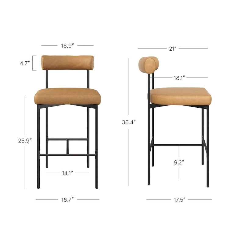 Nathan James Dahlia Counter Height Barstool or Dining Chair with Back and Upholstered Cushion